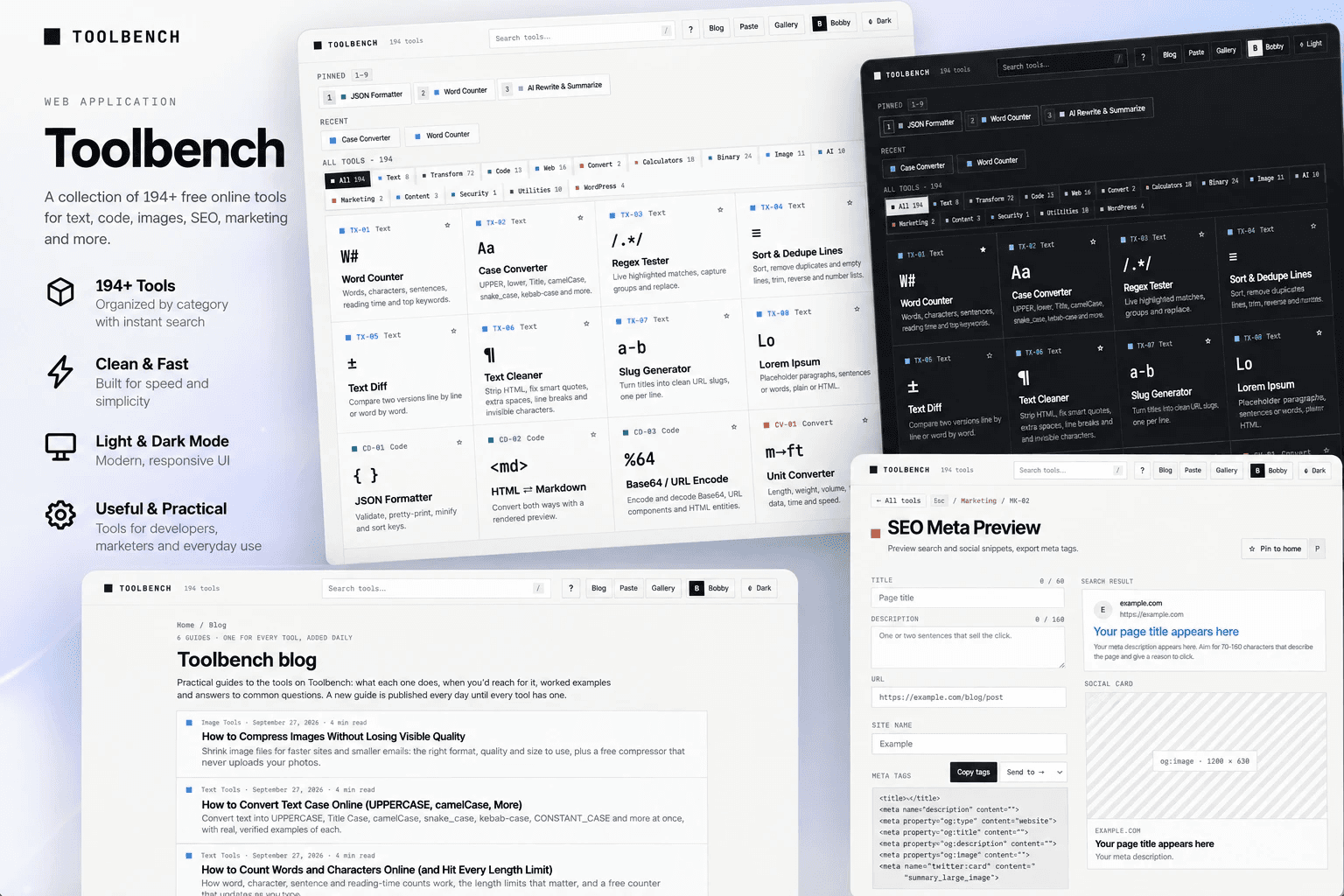 Toolbench — 194 free online tools built by RAWR